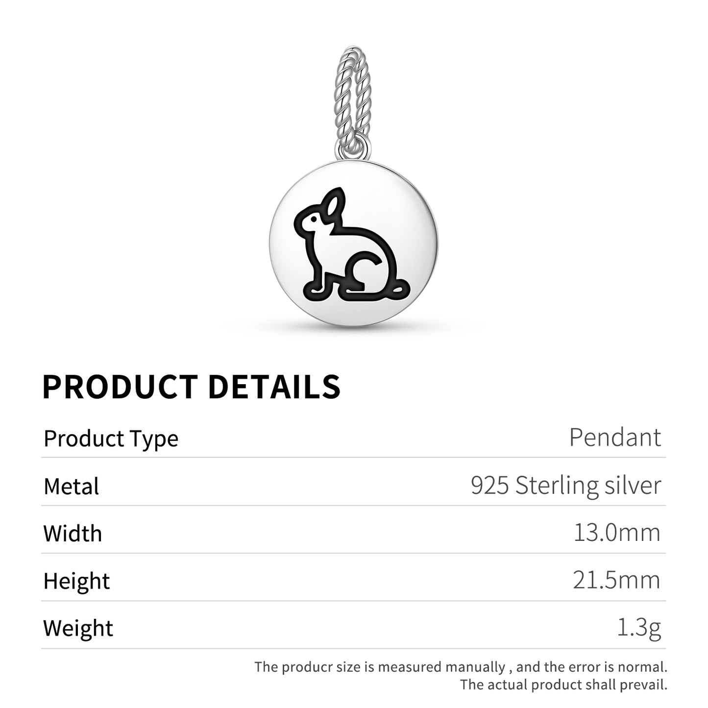 RABBIT Animal Symbols Pendant Dangle Charm