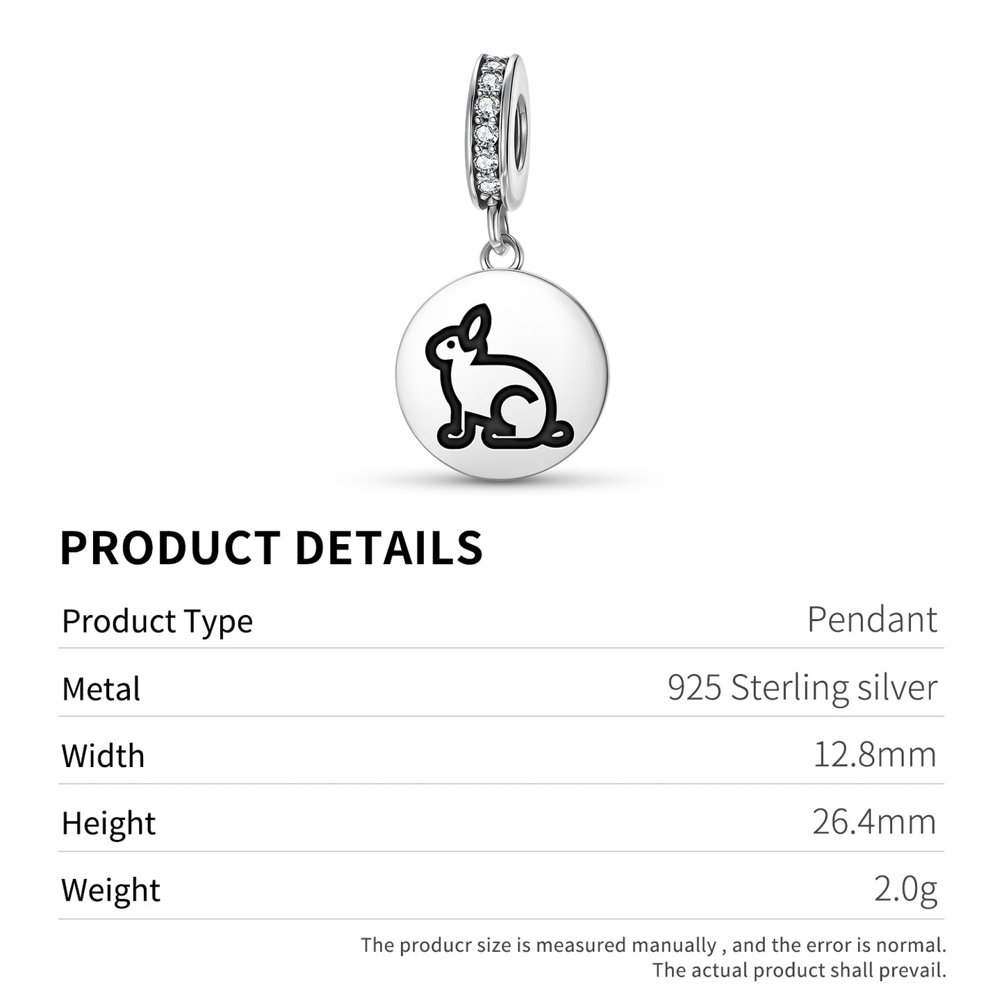 RABBIT Animal Symbols Pendant Dangle Charm