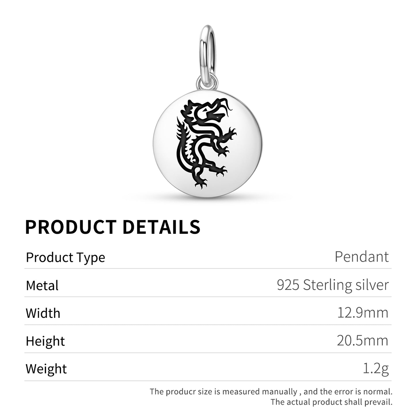 Panlong Dragon Chinese Symbols Pendant Dangle Charm