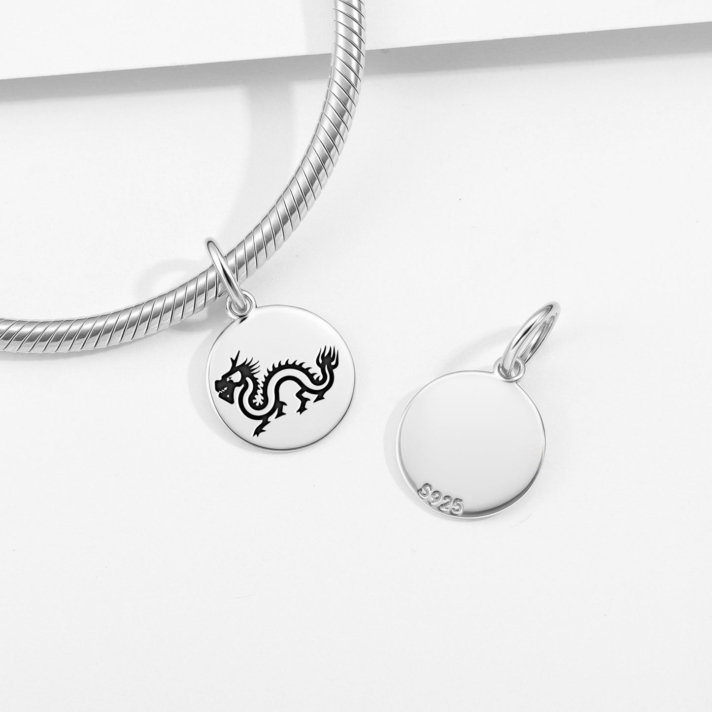 Qiulong Dragon Chinese Symbols Pendant Dangle Charm