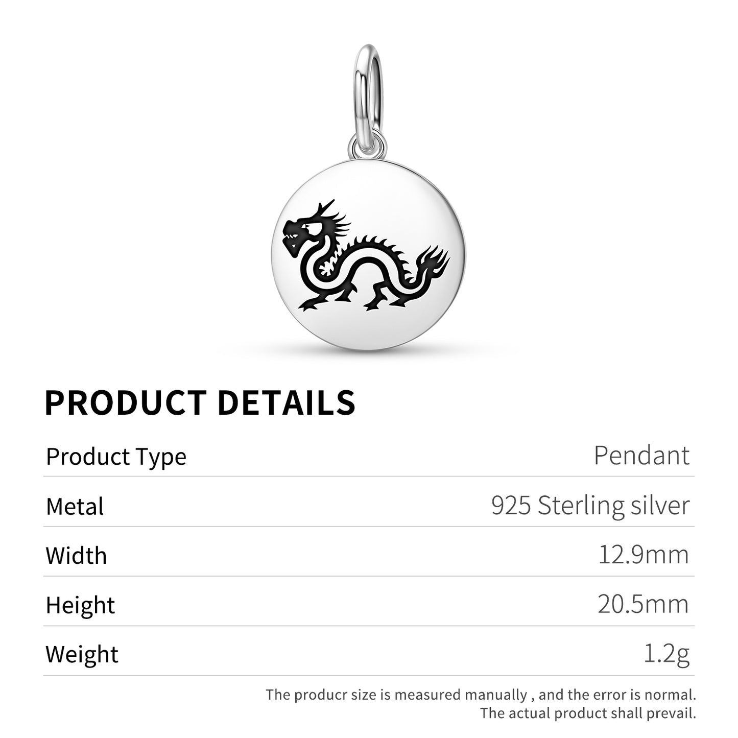 Qiulong Dragon Chinese Symbols Pendant Dangle Charm