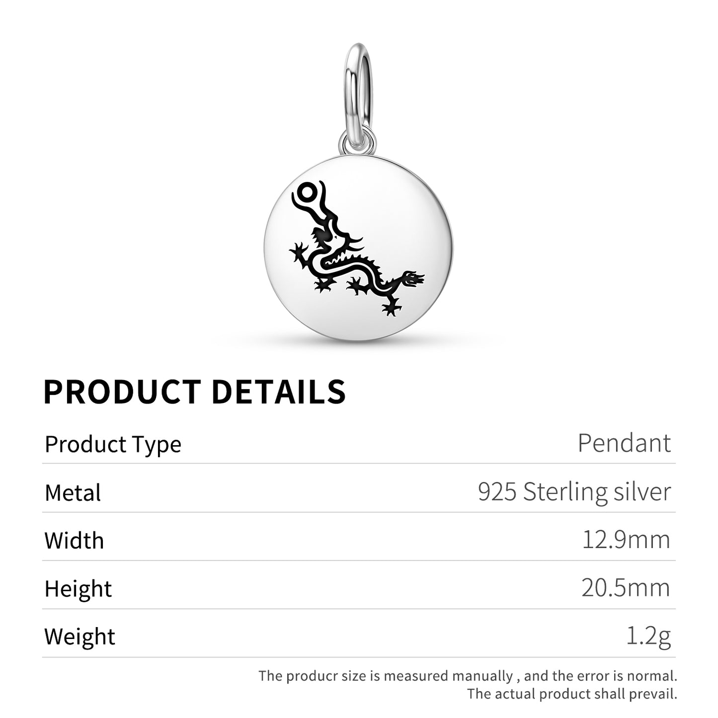 Fucanglong Dragon Chinese Symbols Pendant Dangle Charm