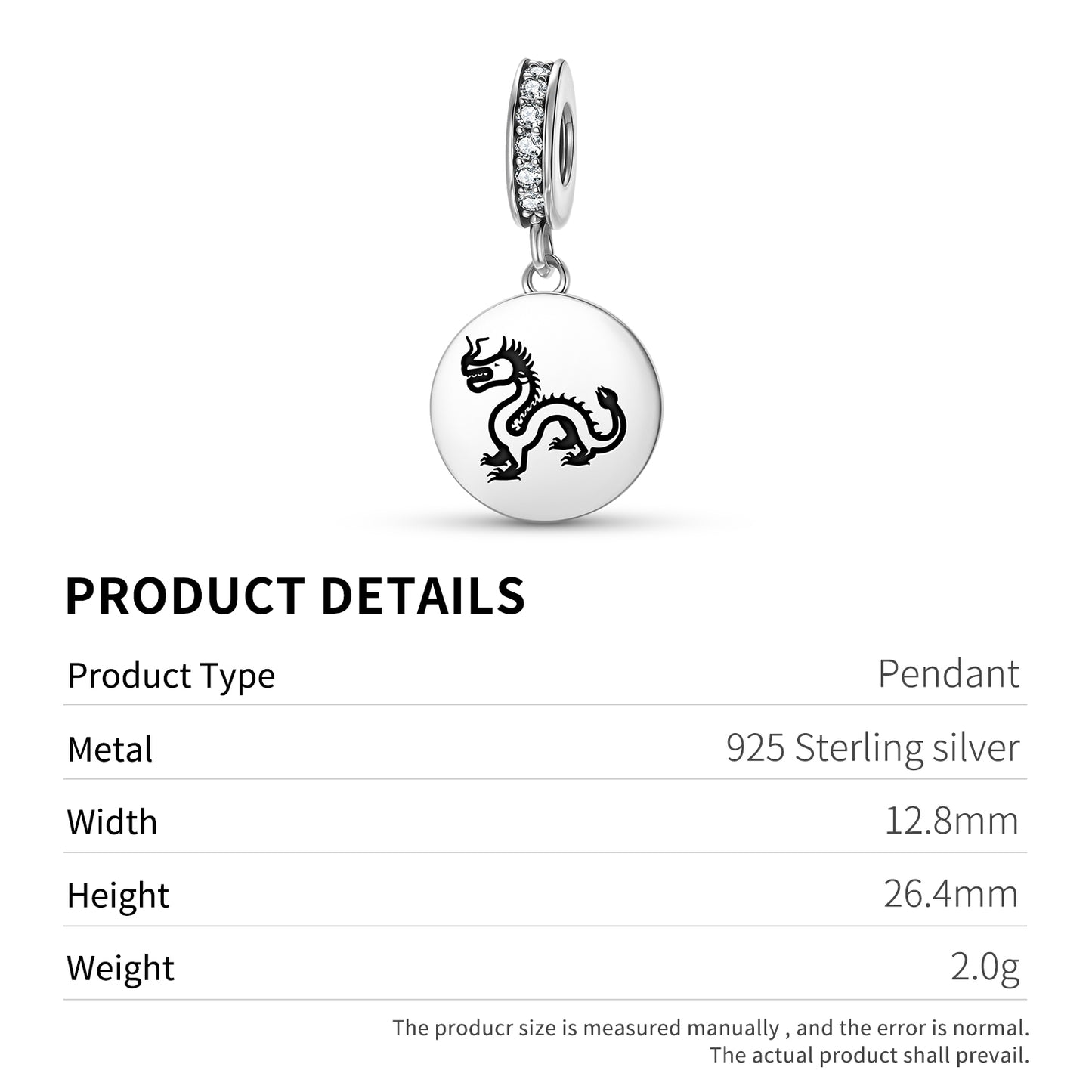 Shenlong Dragon Chinese Symbols Pendant Dangle Charm