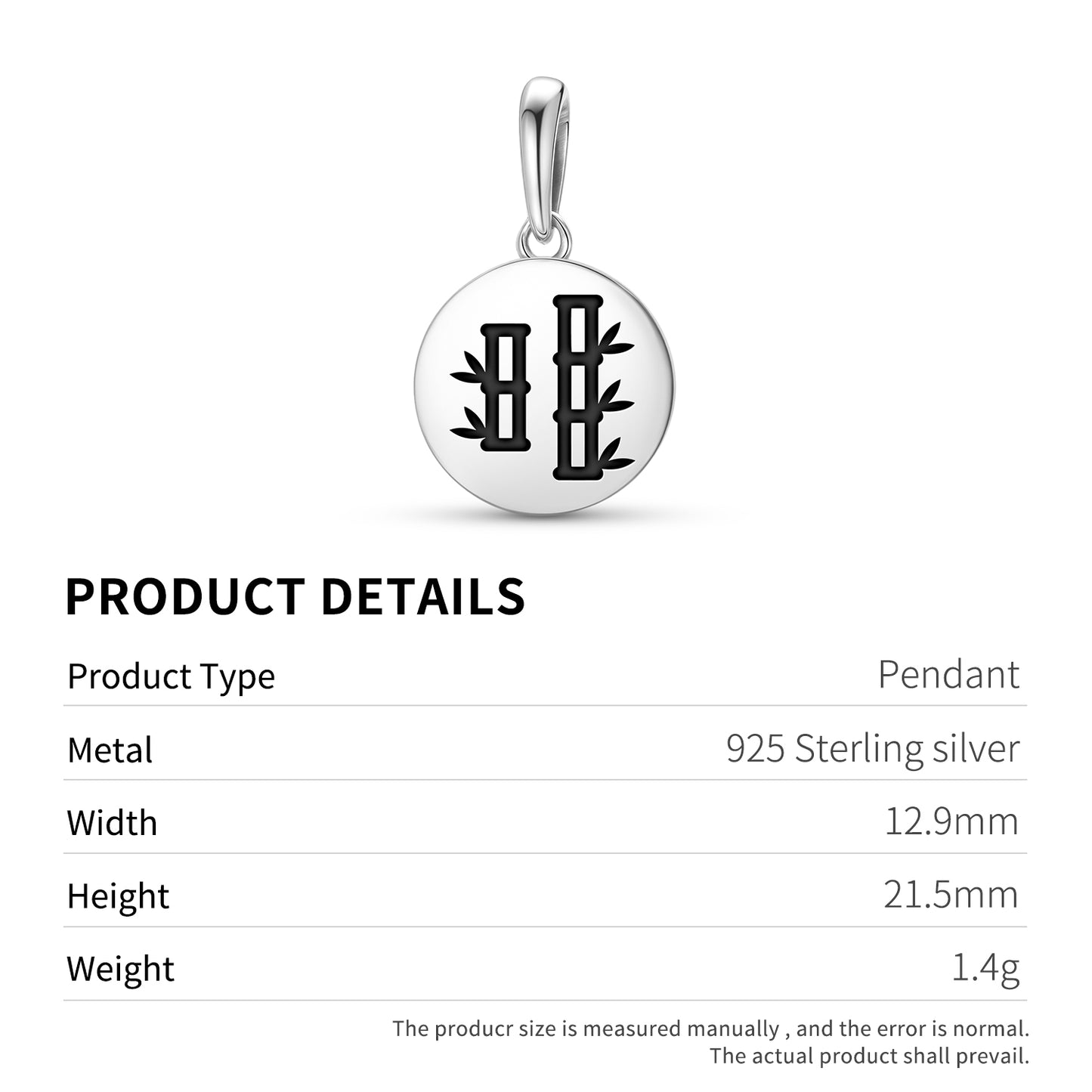 Bamboo Chinese Symbols Pendant Dangle Charm