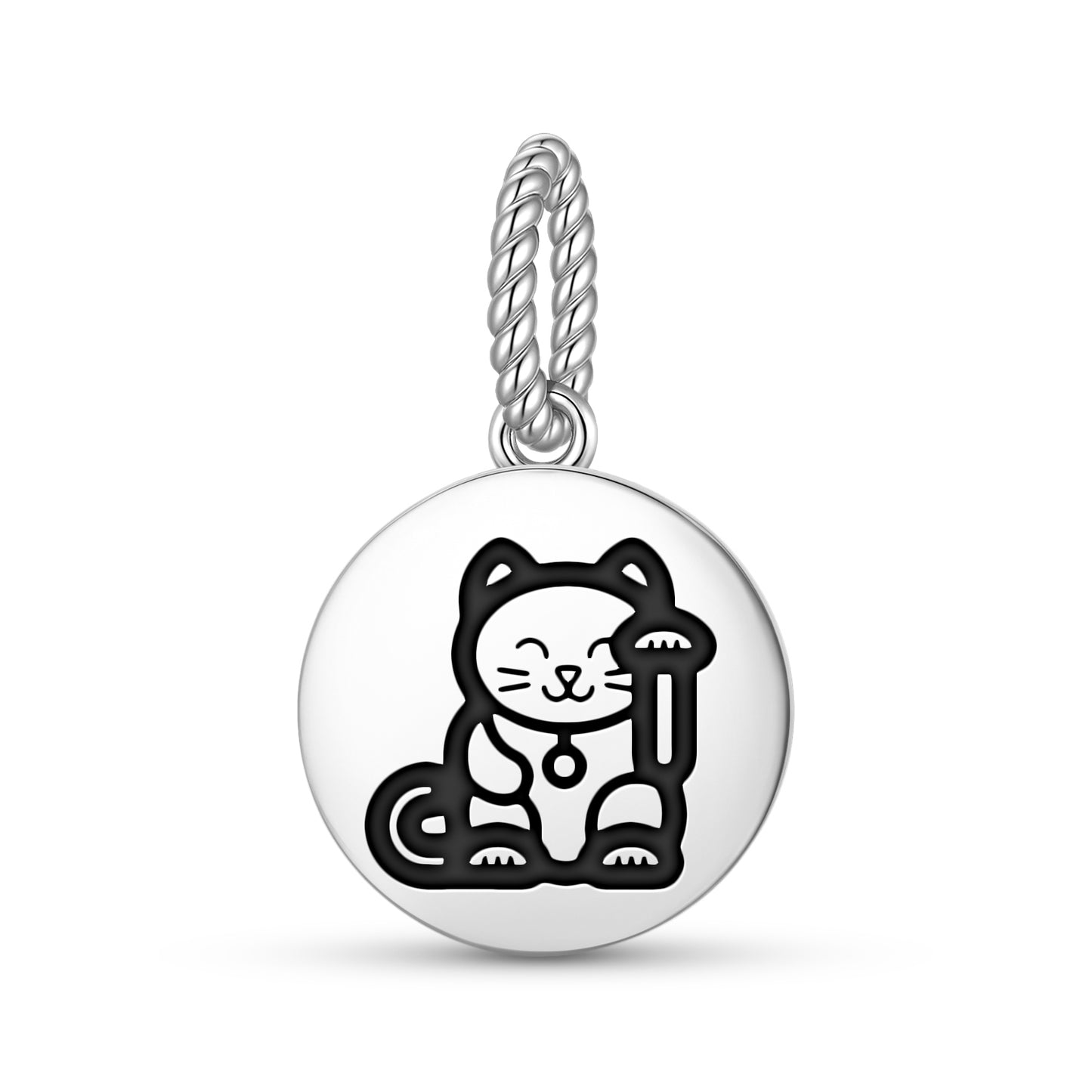 Lucky Cat Chinese Symbols Pendant Dangle Charm