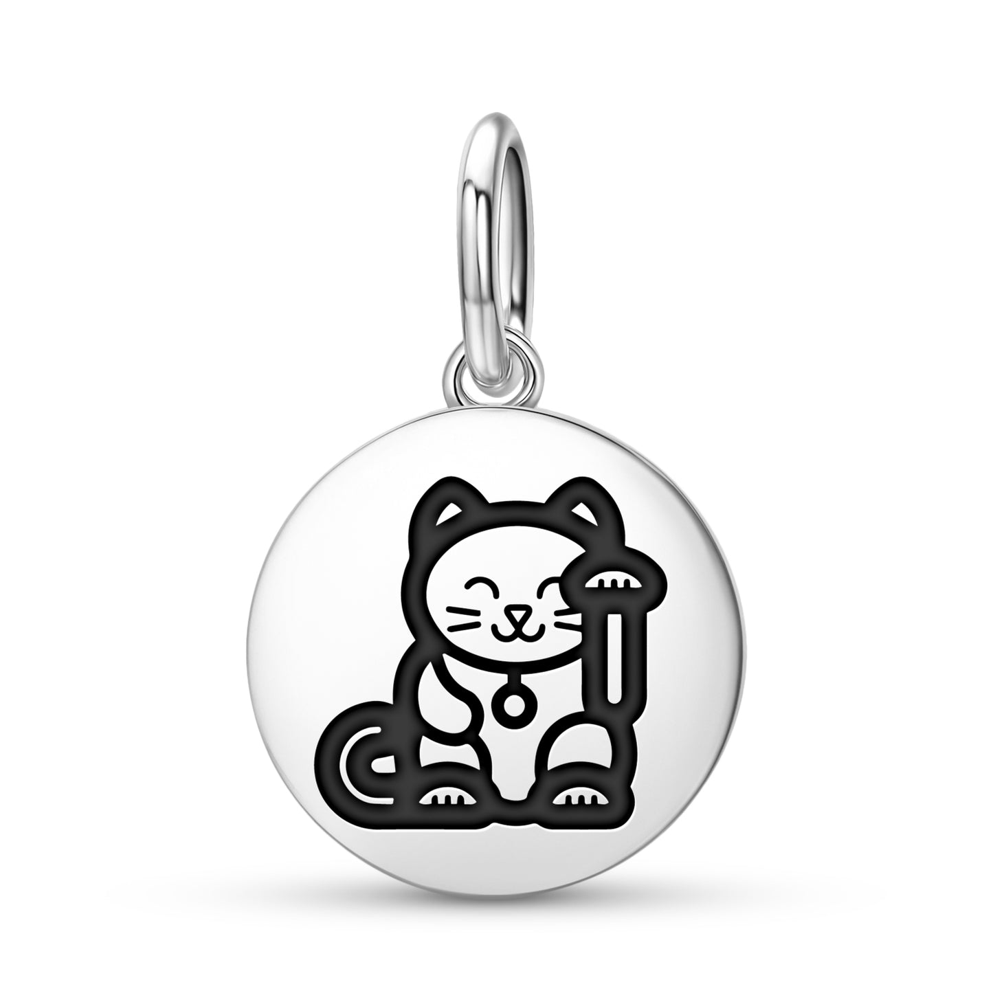 Lucky Cat Chinese Symbols Pendant Dangle Charm