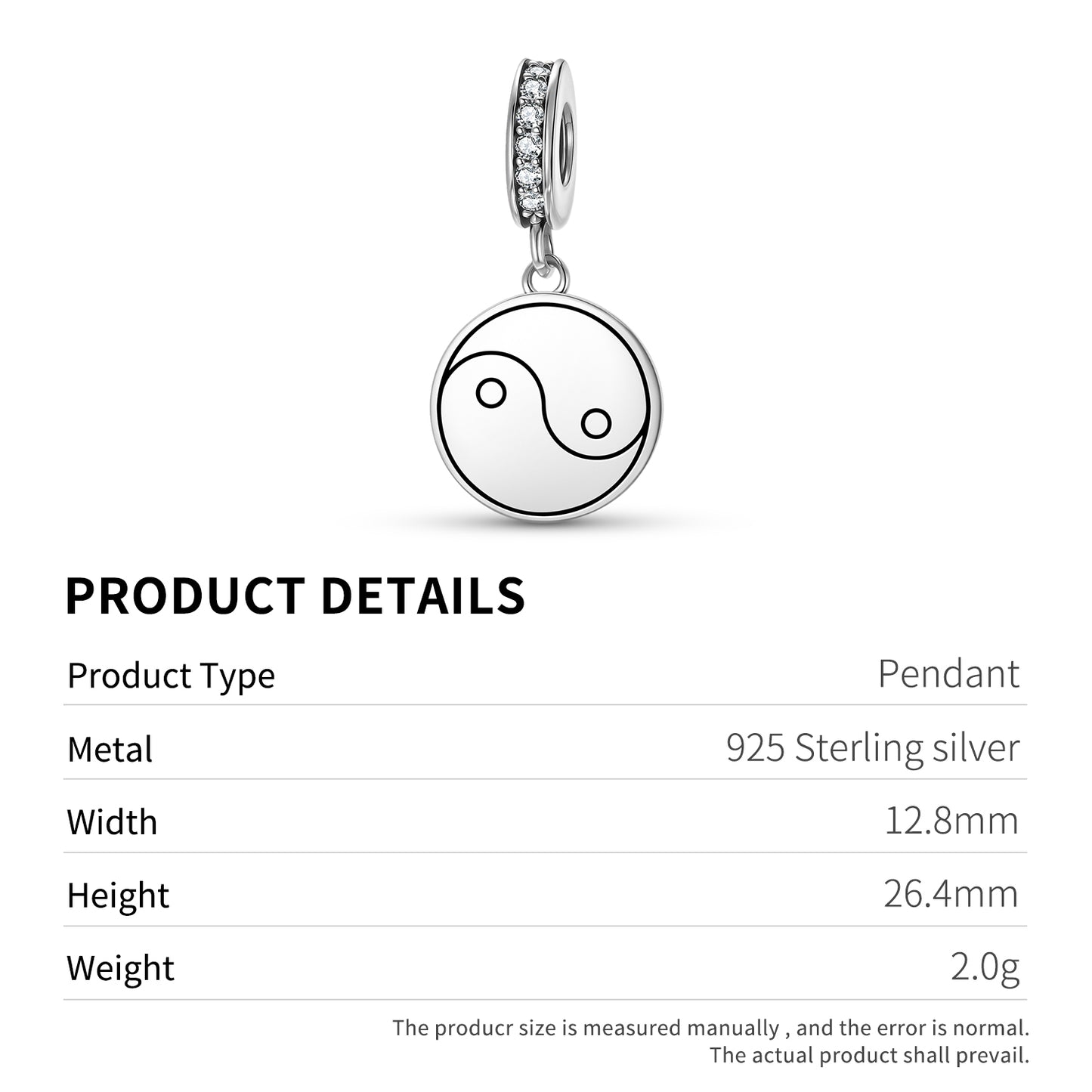Yin Yang Feng shui Symbols Pendant Dangle Charm