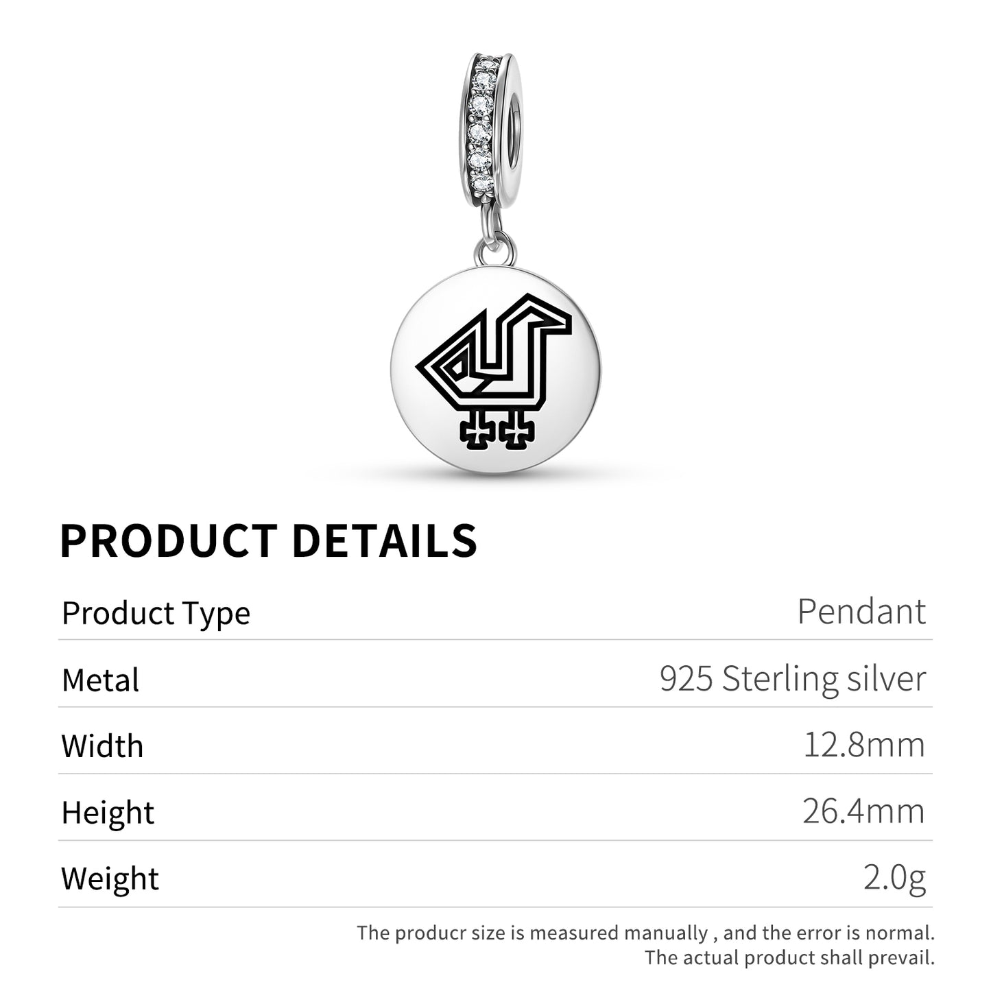 Chicken and Rooster Persian Symbols Pendant Dangle Charm