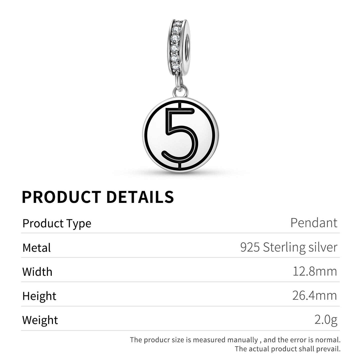 Number 5 Persian Symbols Pendant Dangle Charm