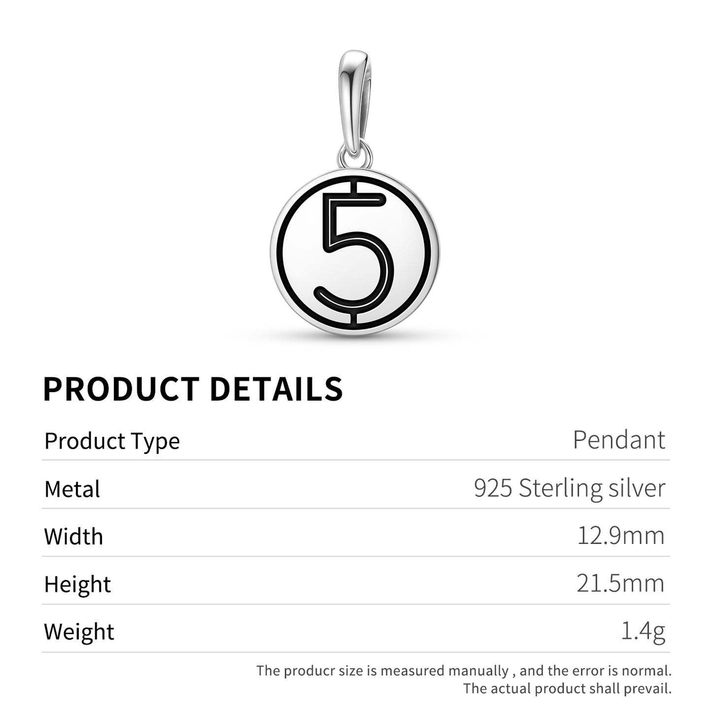 Number 5 Persian Symbols Pendant Dangle Charm
