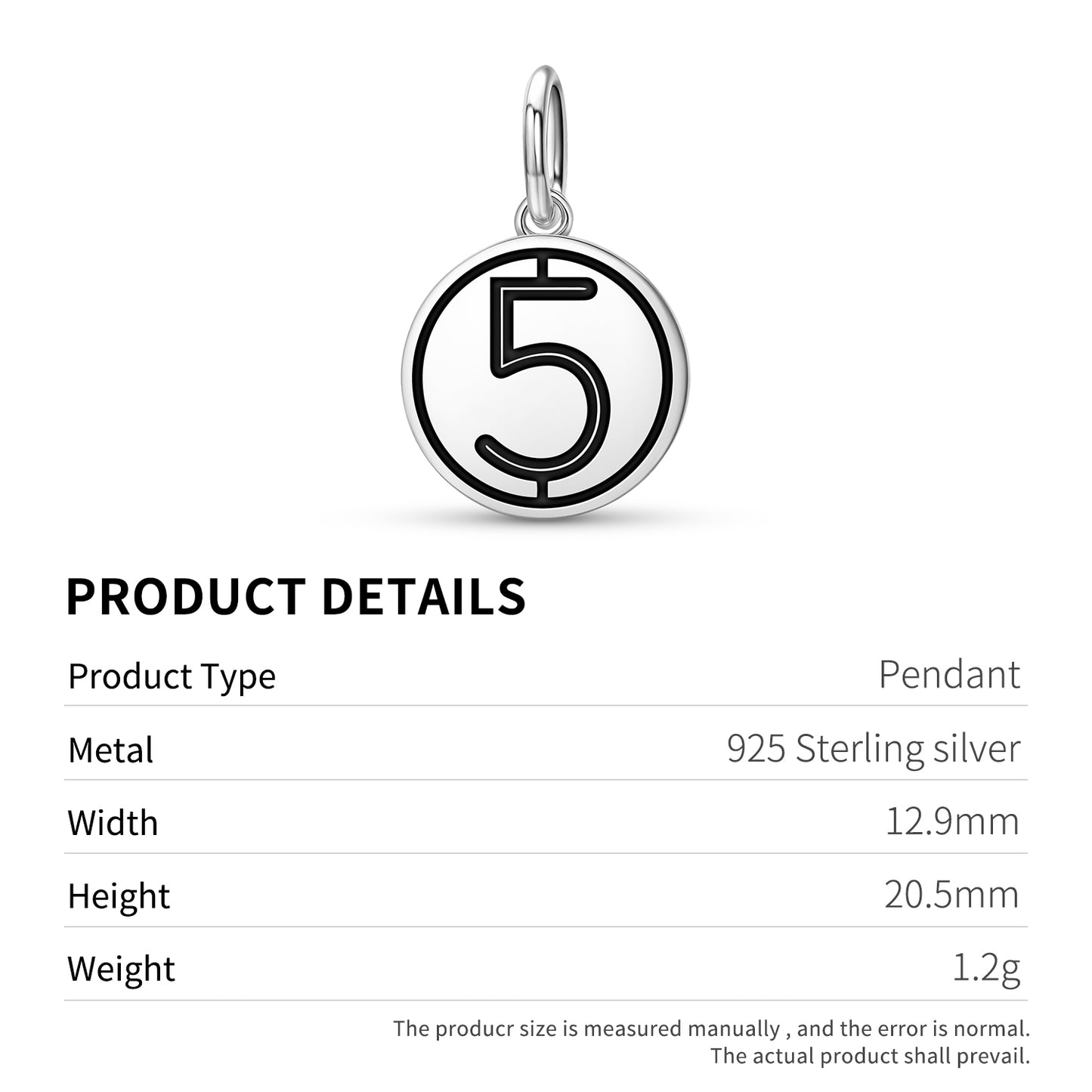 Number 5 Persian Symbols Pendant Dangle Charm