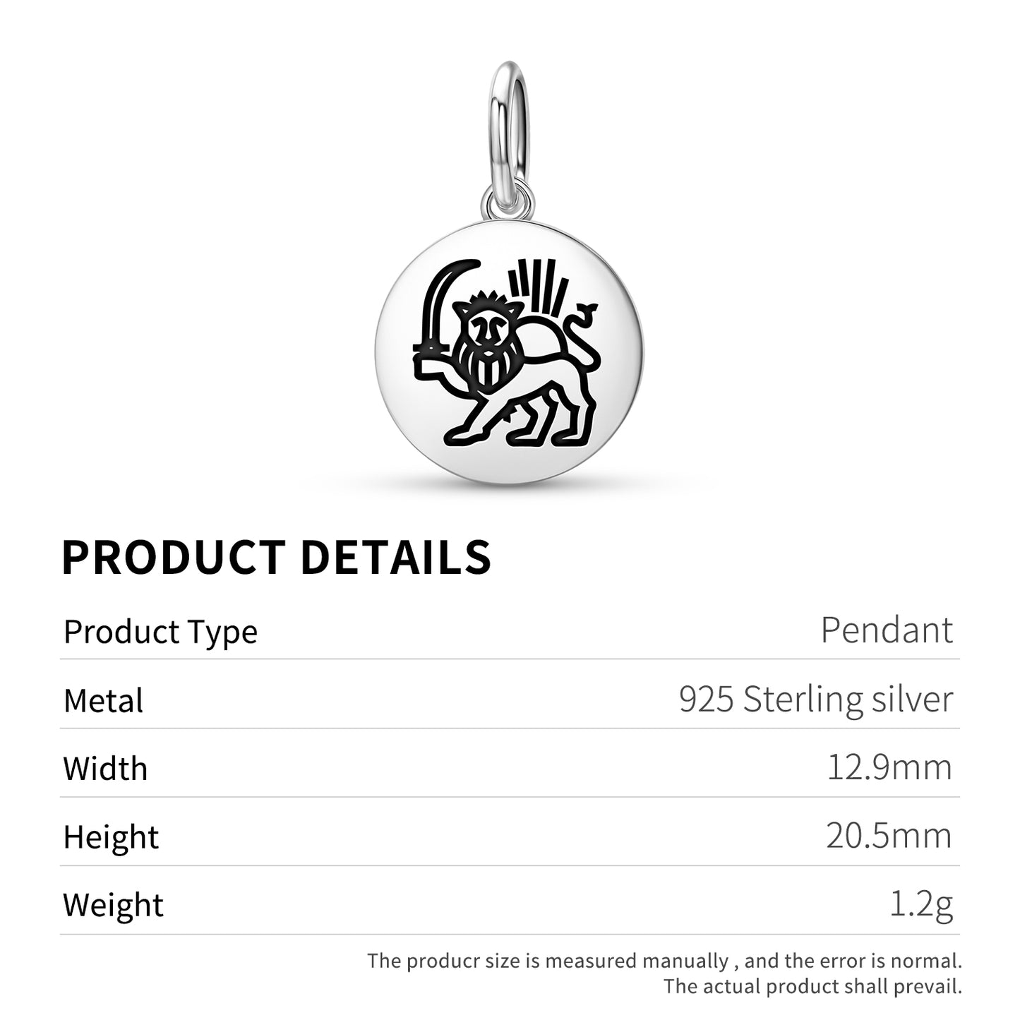 Hvare khshaeta – Sun and Lion Persian Symbols Pendant Dangle Charm