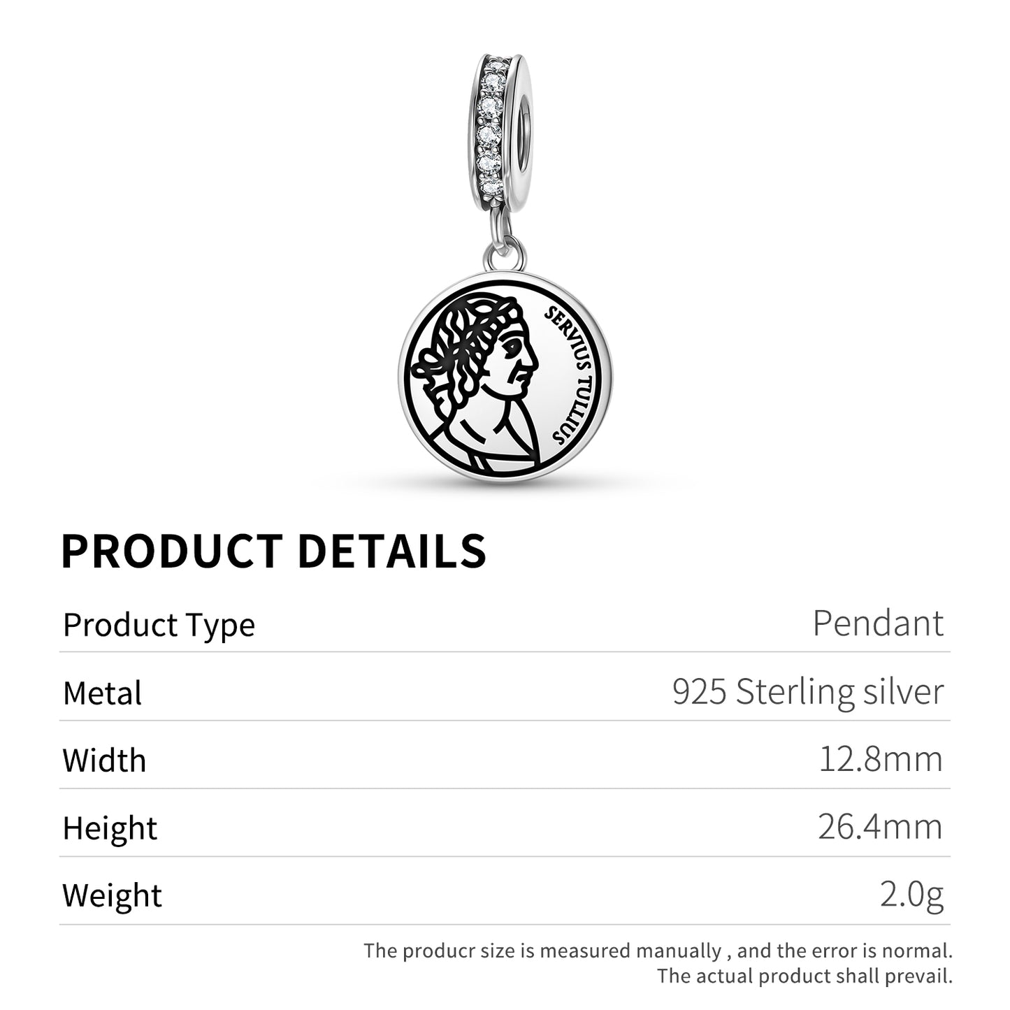 Servius Tullius Roman Empire Symbols Pendant Dangle Charm