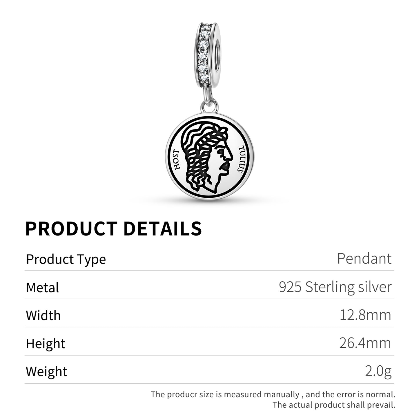 Tullus Hostilius Roman Empire Symbols Pendant Dangle Charm