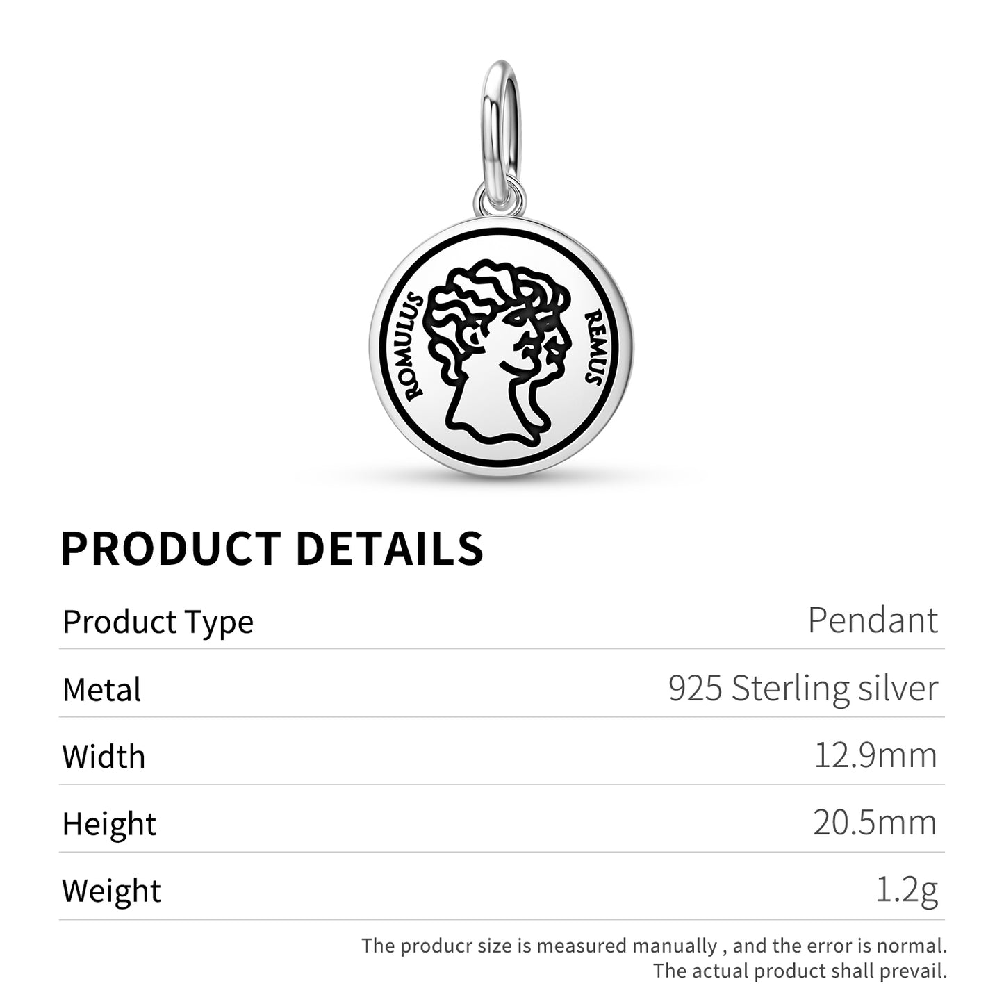 Romulus – First king of Rome Roman Empire Symbols Pendant Dangle Charm
