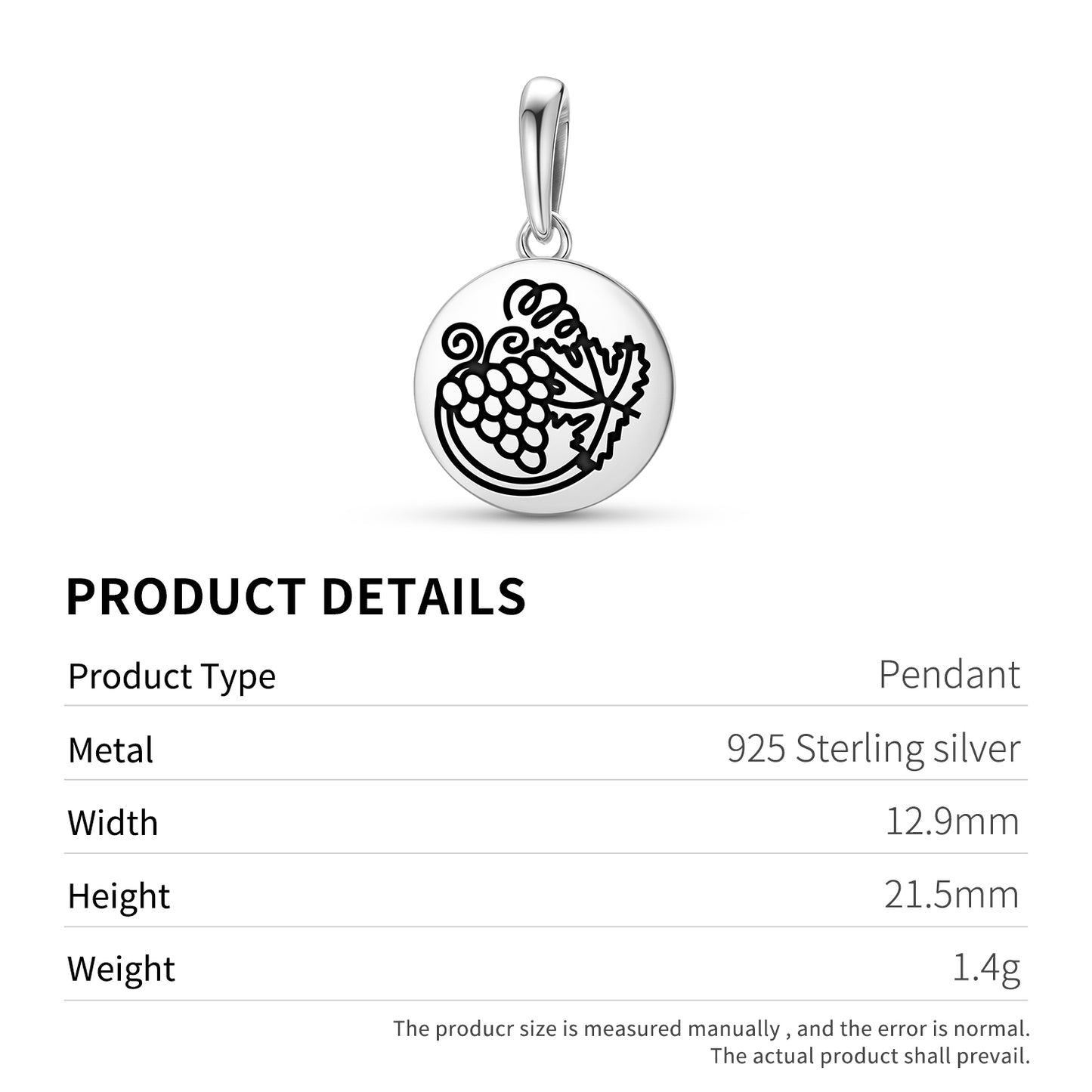 Grapevine Vitis Vivifera Roman Empire Symbols Pendant Dangle Charm