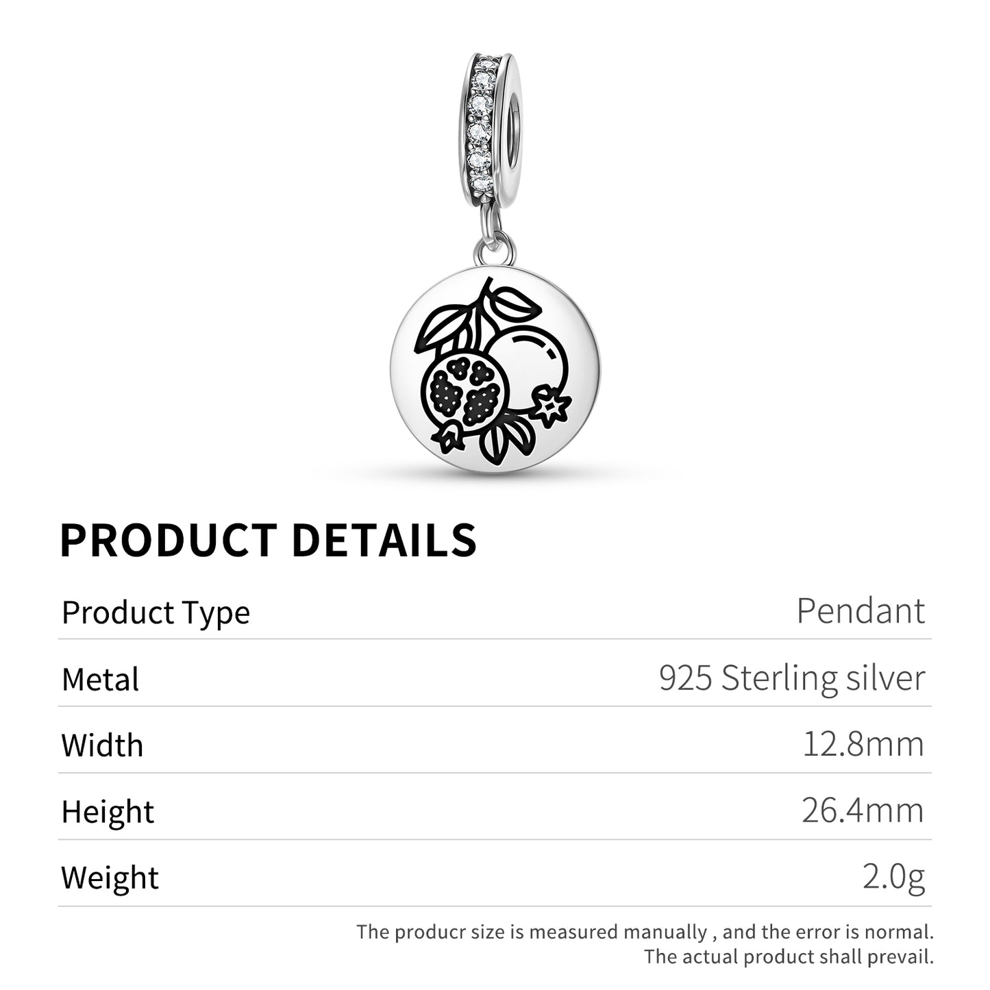 The pomegranate Roman Empire Symbols Pendant Dangle Charm