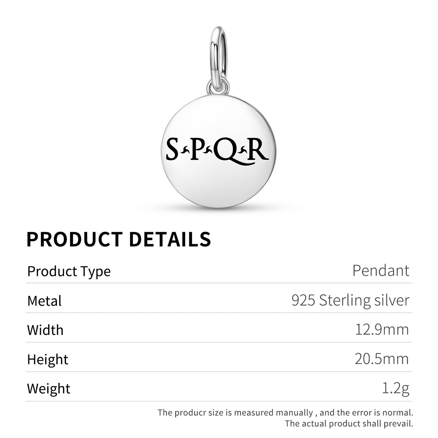 S.P.Q.R. Roman Empire Symbols Pendant Dangle Charm