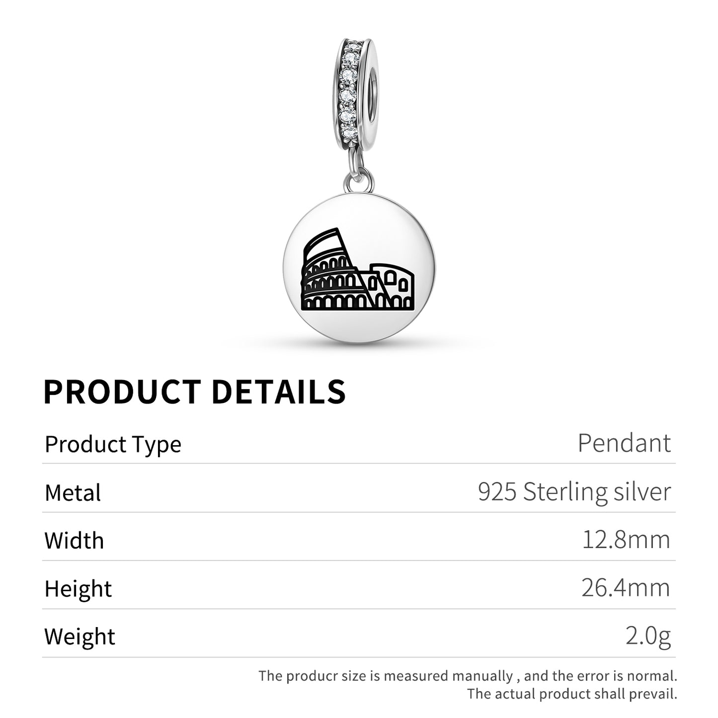Colosseum Roman Empire Symbols Pendant Dangle Charm
