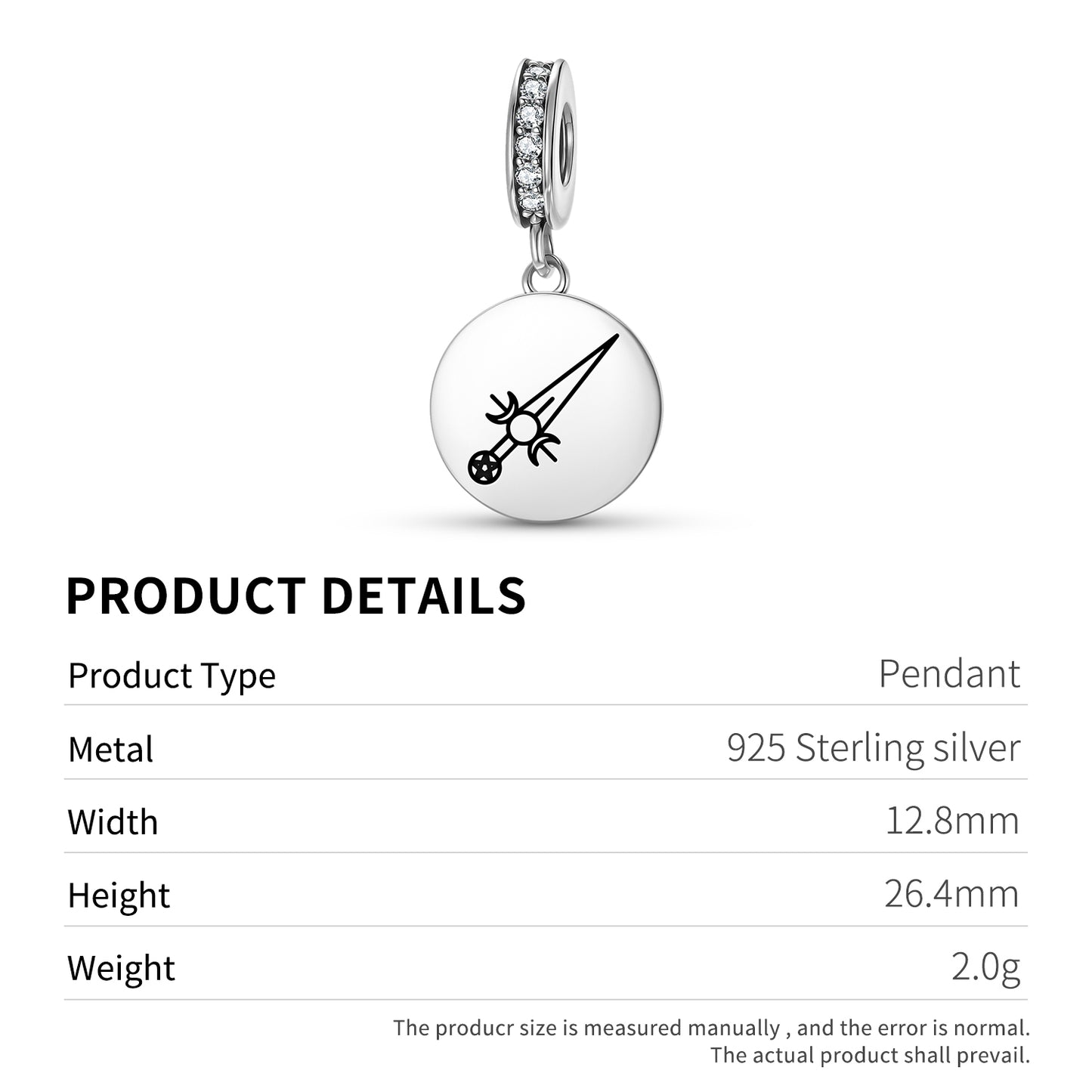 Athame – Dagger Wicca Symbols Pendant Dangle Charm