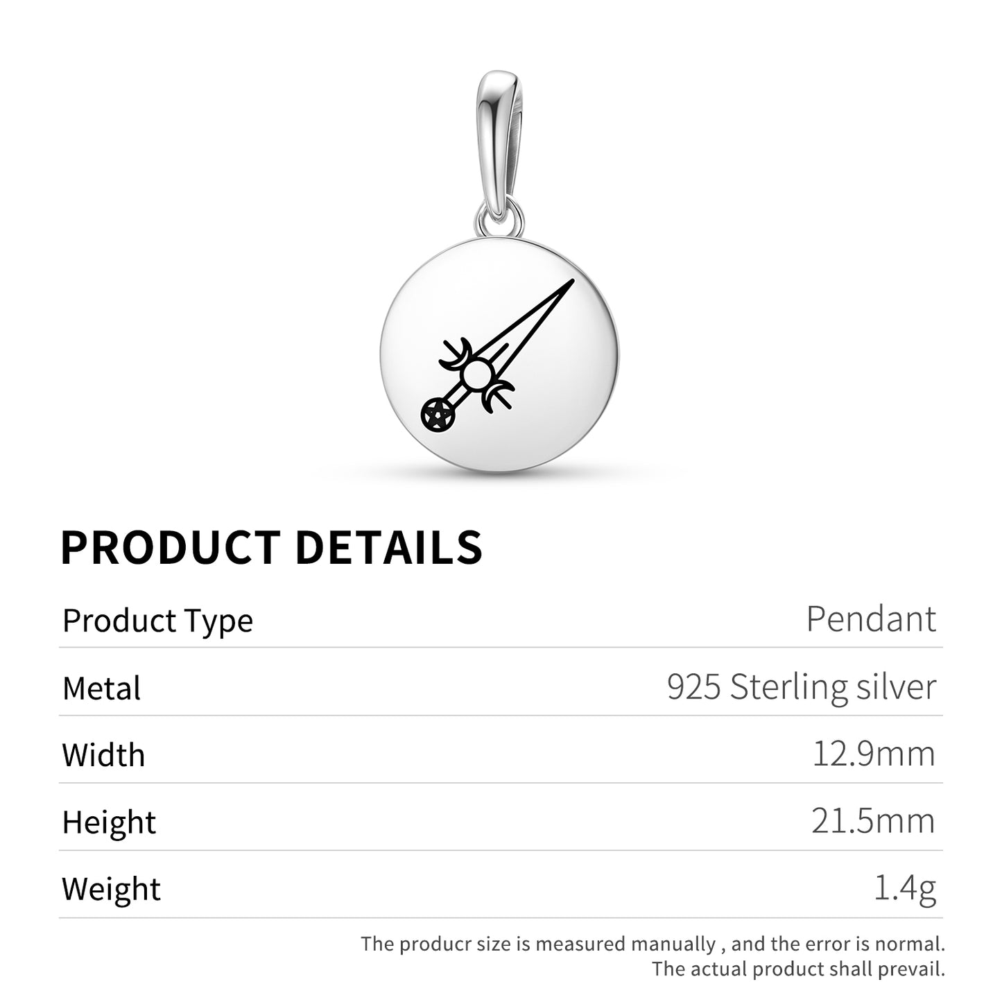 Athame – Dagger Wicca Symbols Pendant Dangle Charm
