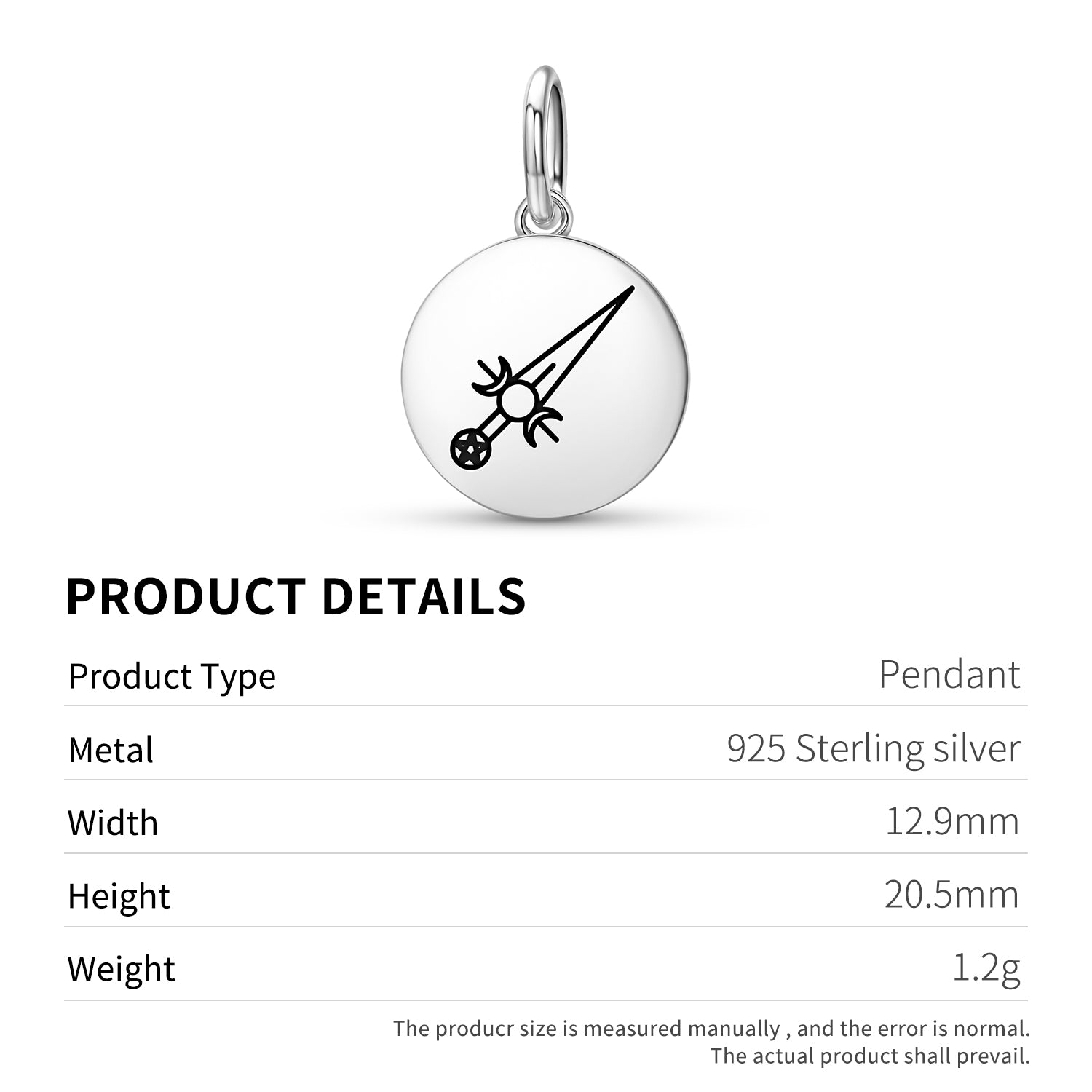 Athame – Dagger Wicca Symbols Pendant Dangle Charm