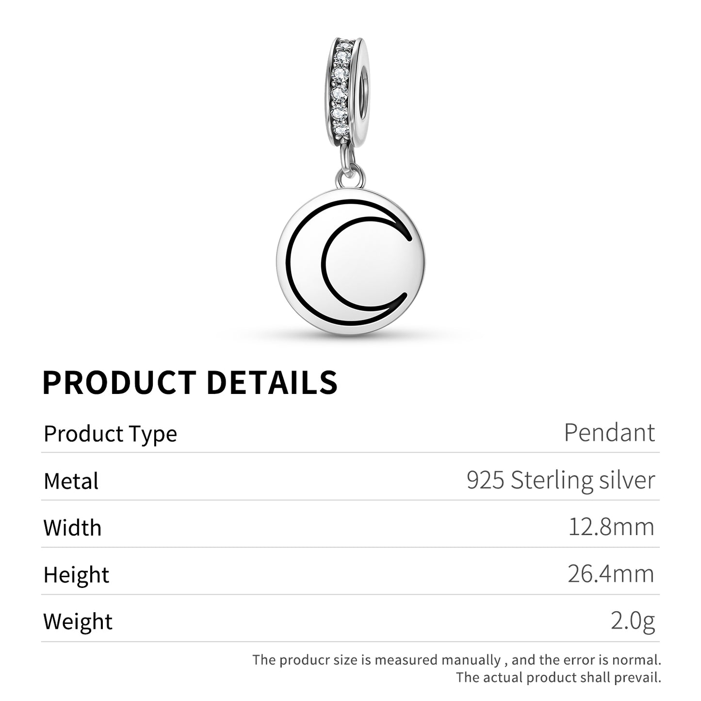 Crescent Moon Wicca Symbols Pendant Dangle Charm