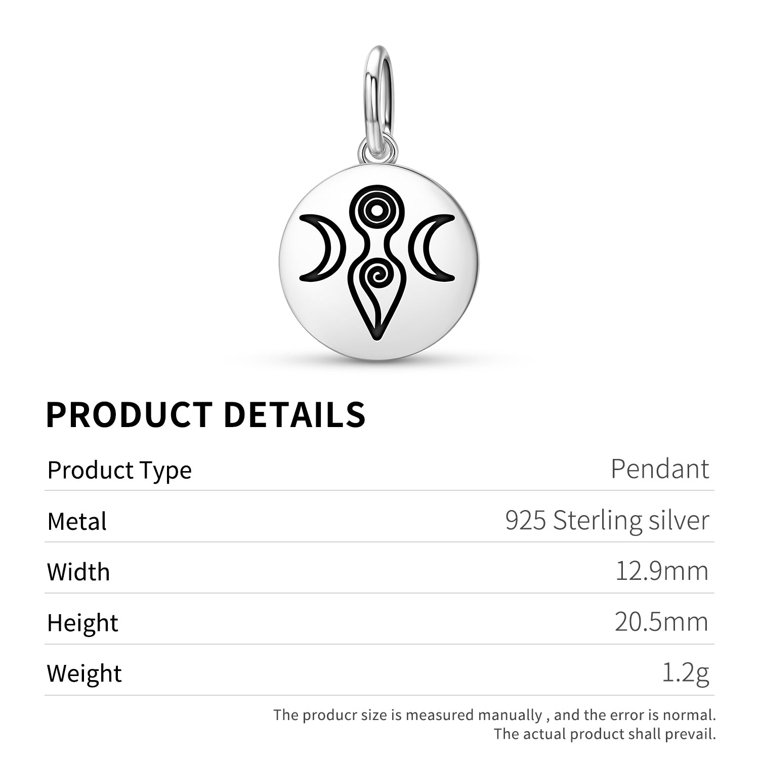 Moon Goddess Wicca Symbols Pendant Dangle Charm