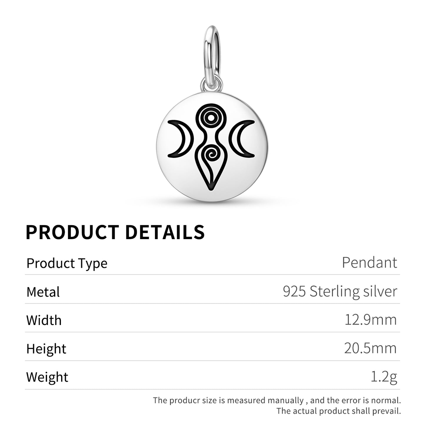 Moon Goddess Wicca Symbols Pendant Dangle Charm