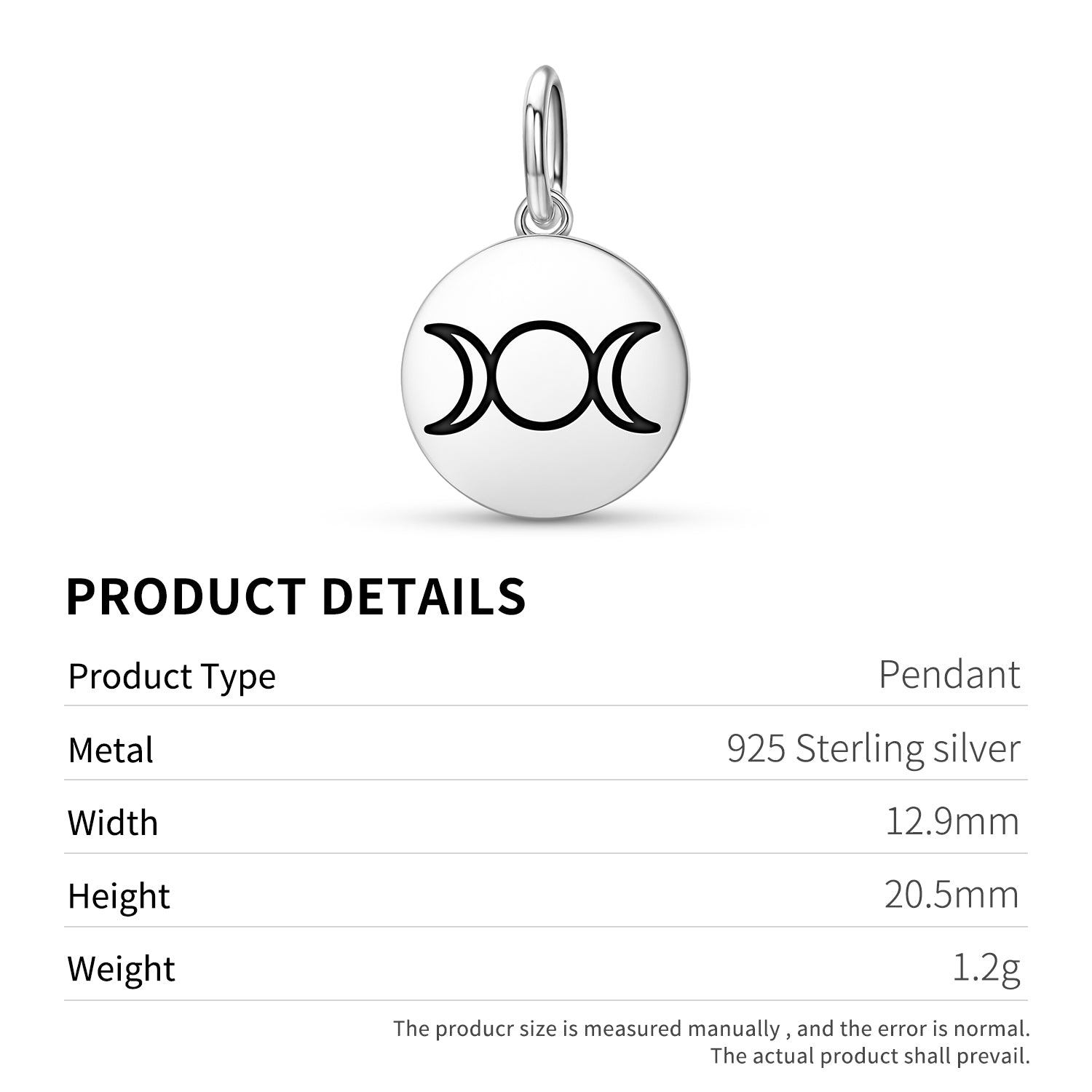 Triple Goddess Wicca Symbols Pendant Dangle Charm