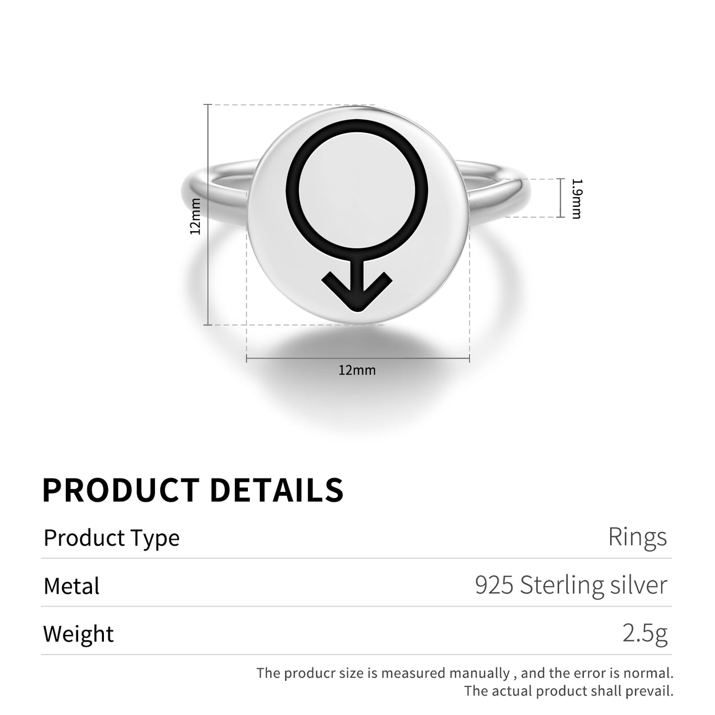 Eris Astrology Symbols Adjustable Open Ring