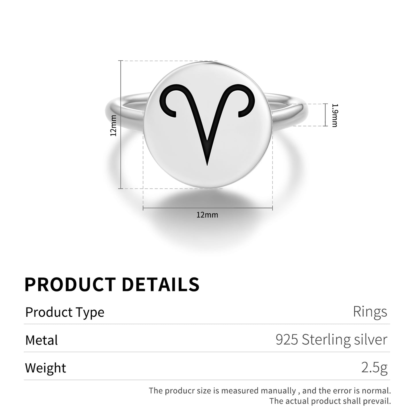 Aries Astrology Symbols Adjustable Open Ring