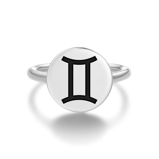 Gemini Astrology Symbols Adjustable Open Ring