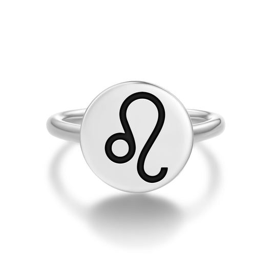 Leo Astrology Symbols Adjustable Open Ring