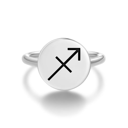 Sagittarius Astrology Symbols Adjustable Open Ring