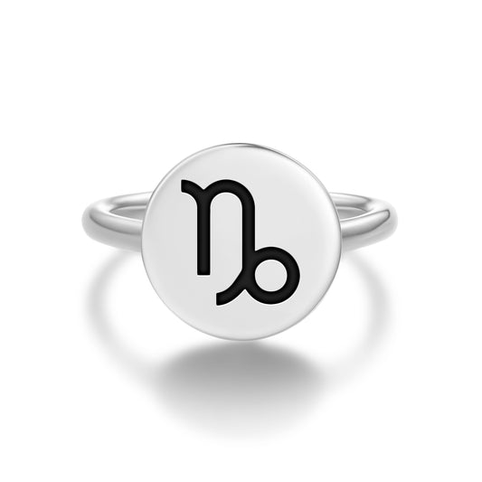 Capricorn Astrology Symbols Adjustable Open Ring