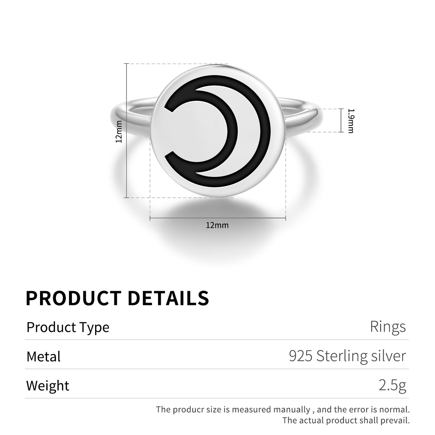 Moon Astrology Symbols Adjustable Open Ring