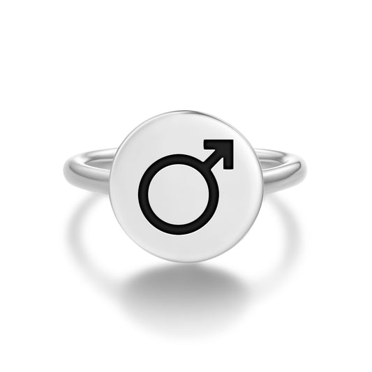 Mars Astrology Symbols Adjustable Open Ring