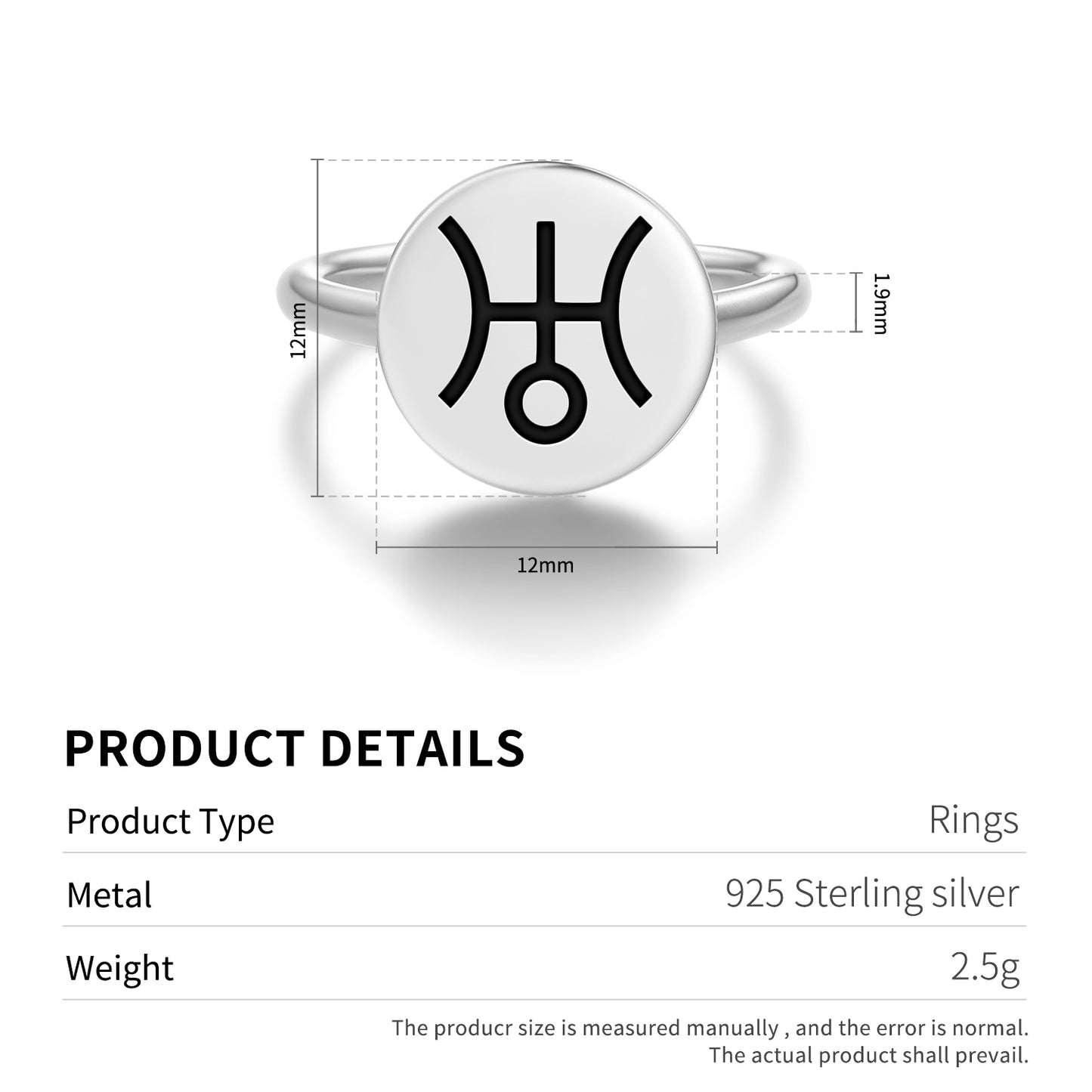 Uranus Astrology Symbols Adjustable Open Ring