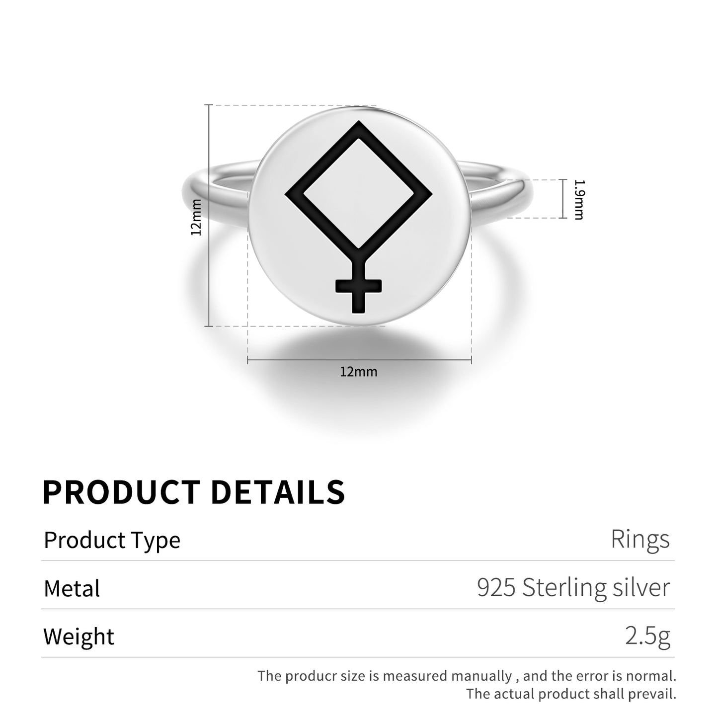 Pallas Astrology Symbols Adjustable Open Ring