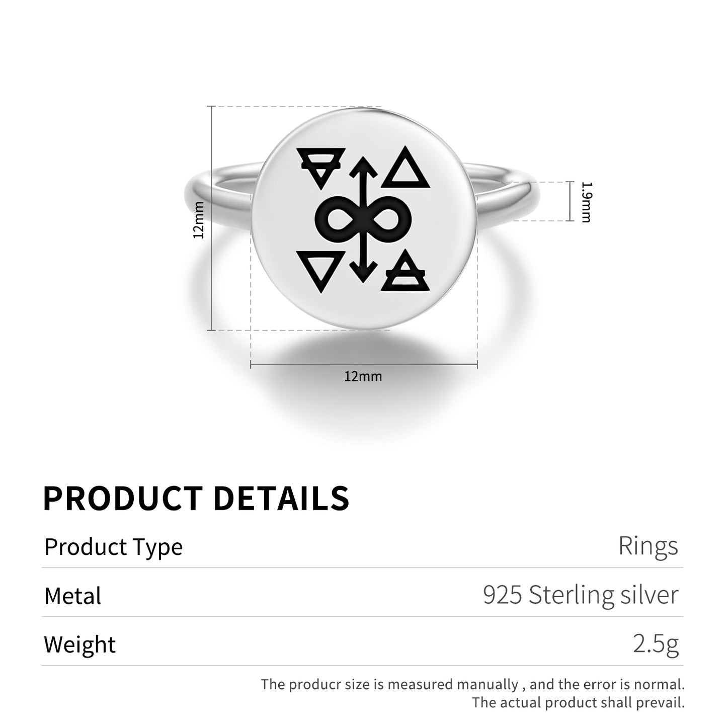 The Magician Tarot Symbols Adjustable Open Ring