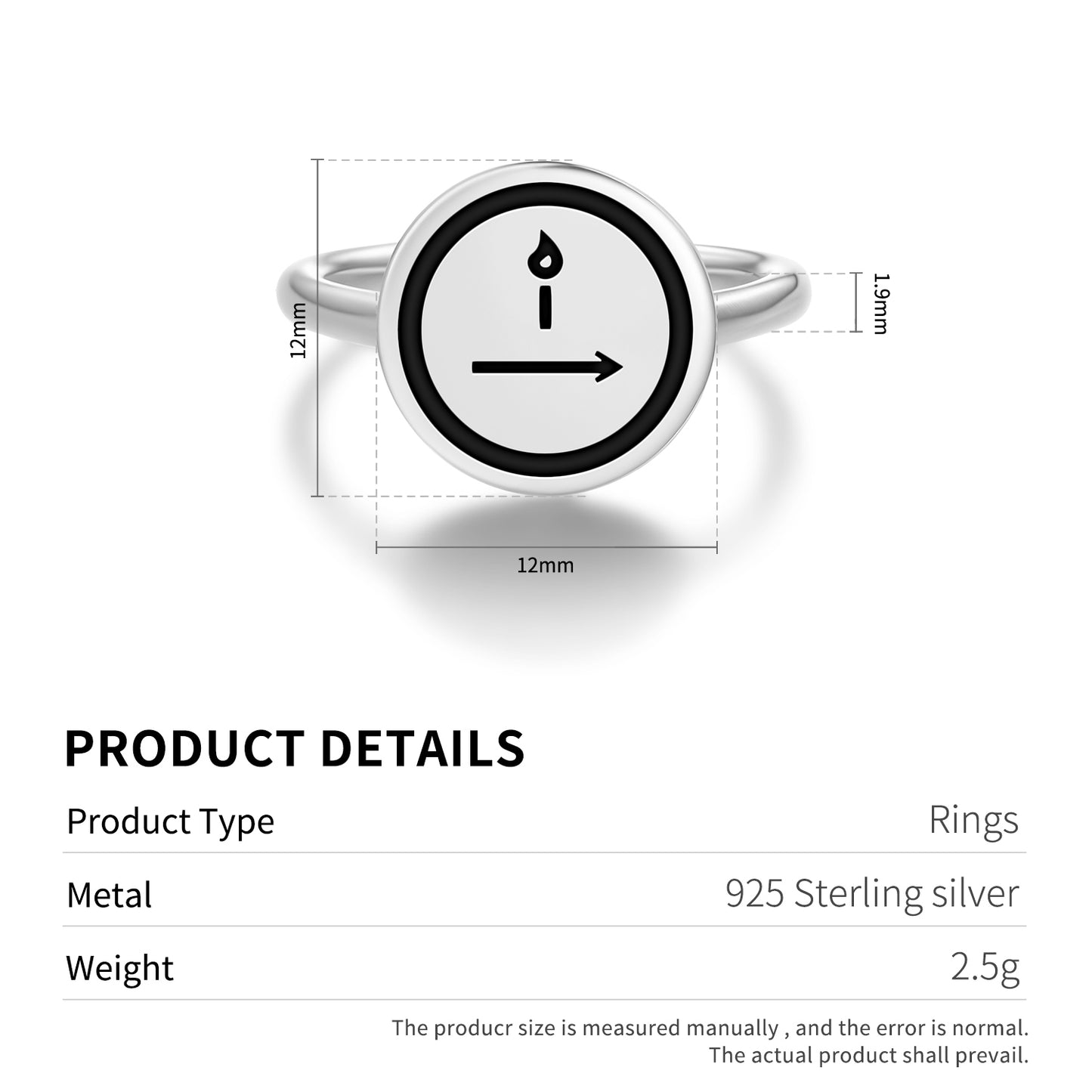 The Hermit Tarot Symbols Adjustable Open Ring