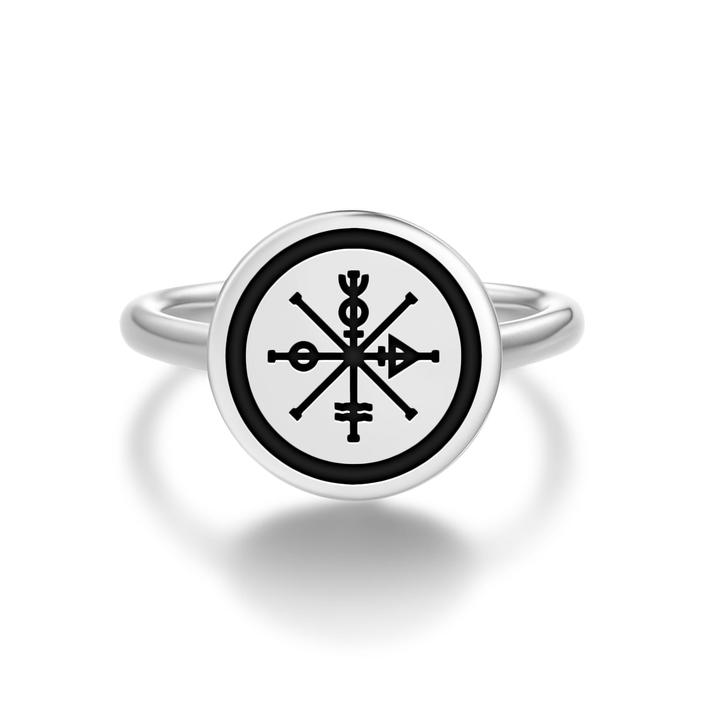 The Wheel of Fortune Tarot Symbols Adjustable Open Ring