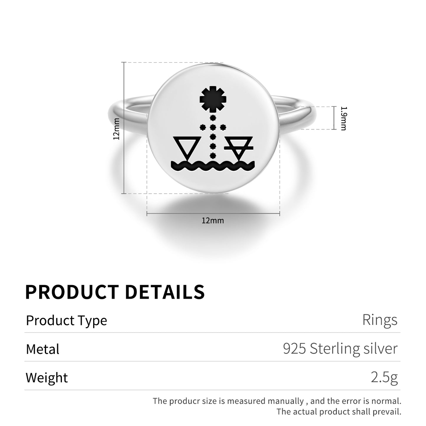 The Star Tarot Symbols Adjustable Open Ring