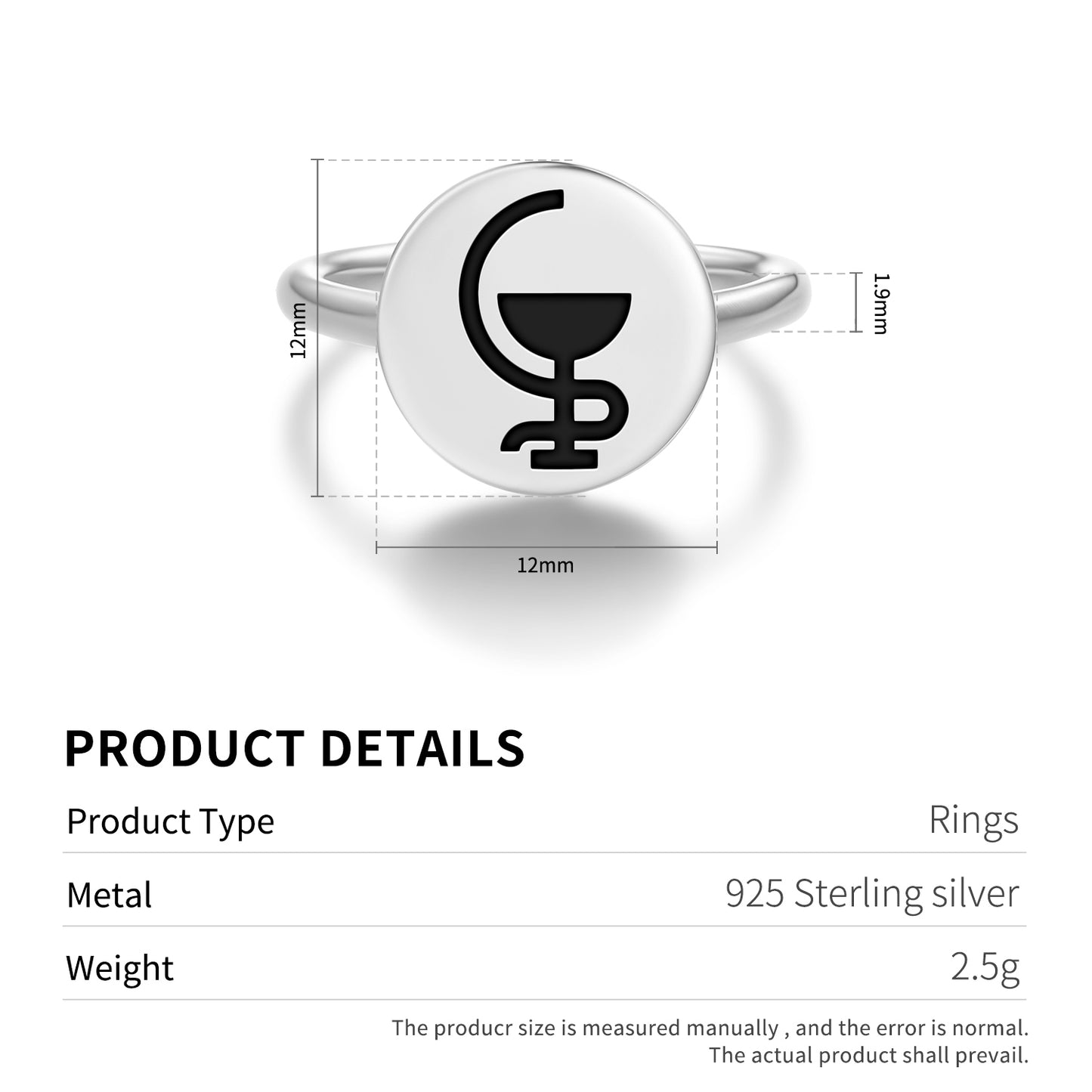 Hygeia Greek Mythology Symbols Adjustable Open Ring