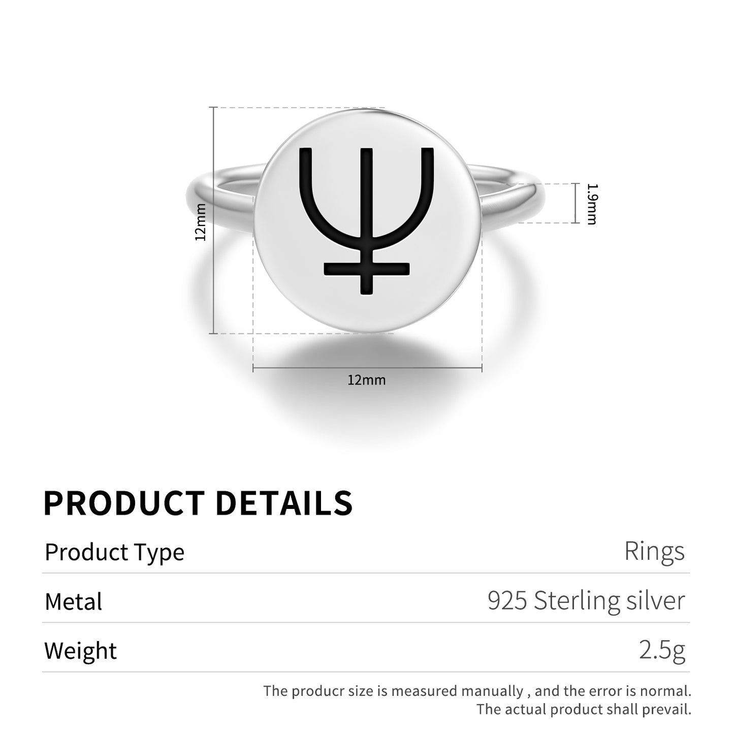 Poseidon – Neptune Greek Mythology Symbols Adjustable Open Ring
