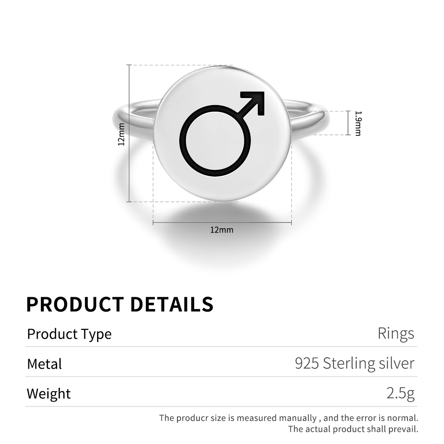 Ares – Mars Greek Mythology Symbols Adjustable Open Ring