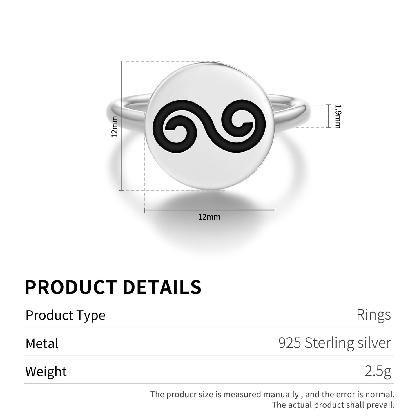 Double Spiral Celtic Symbols Adjustable Open Ring