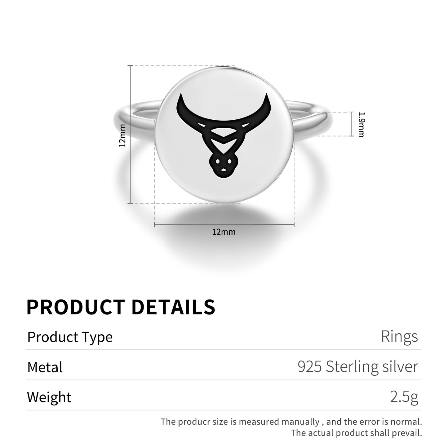 The Bull Celtic Symbols Adjustable Open Ring