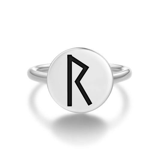 Raidho Norse Runes Symbols Adjustable Open Ring